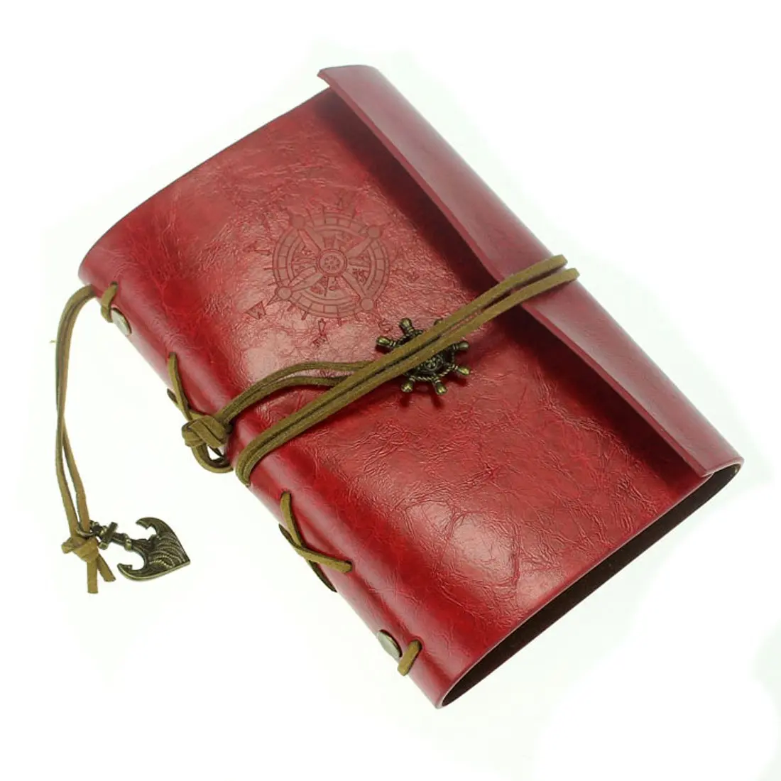 

Retro Vintage Leather Bound Blank Pages Journal Diary Notepad Notebook (Red) S