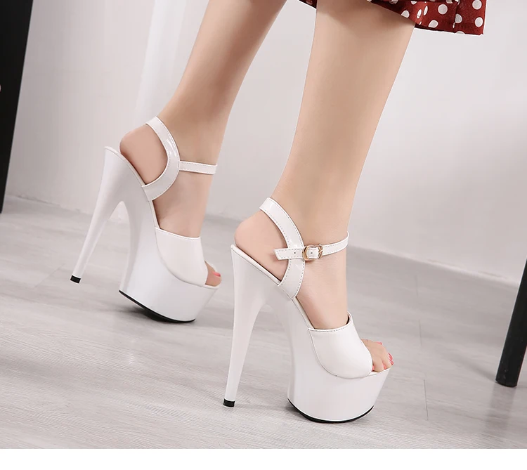 Online Sandalias Zapatos Mujer tacones claros plataforma 2019 playa Sexy sandalias boda zapatos acero tubo baile chica zapatos de stripper punta abierta