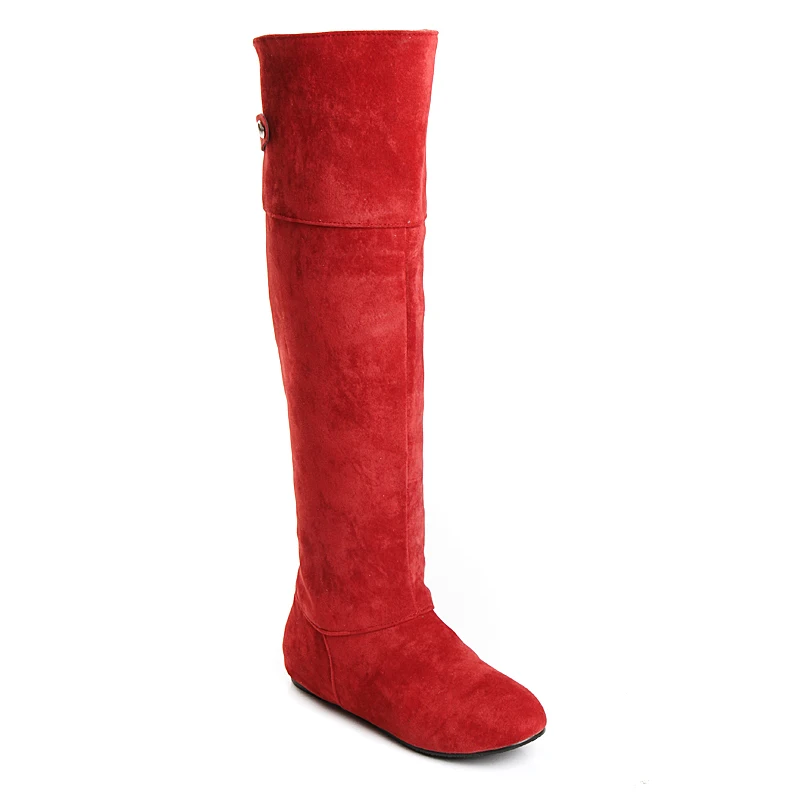 

2016 Sexy Vintage Chunky flat Heels New Women Knee Boots Spring Autumn Shoes Round Toe Less Platform Motorcycle Boots