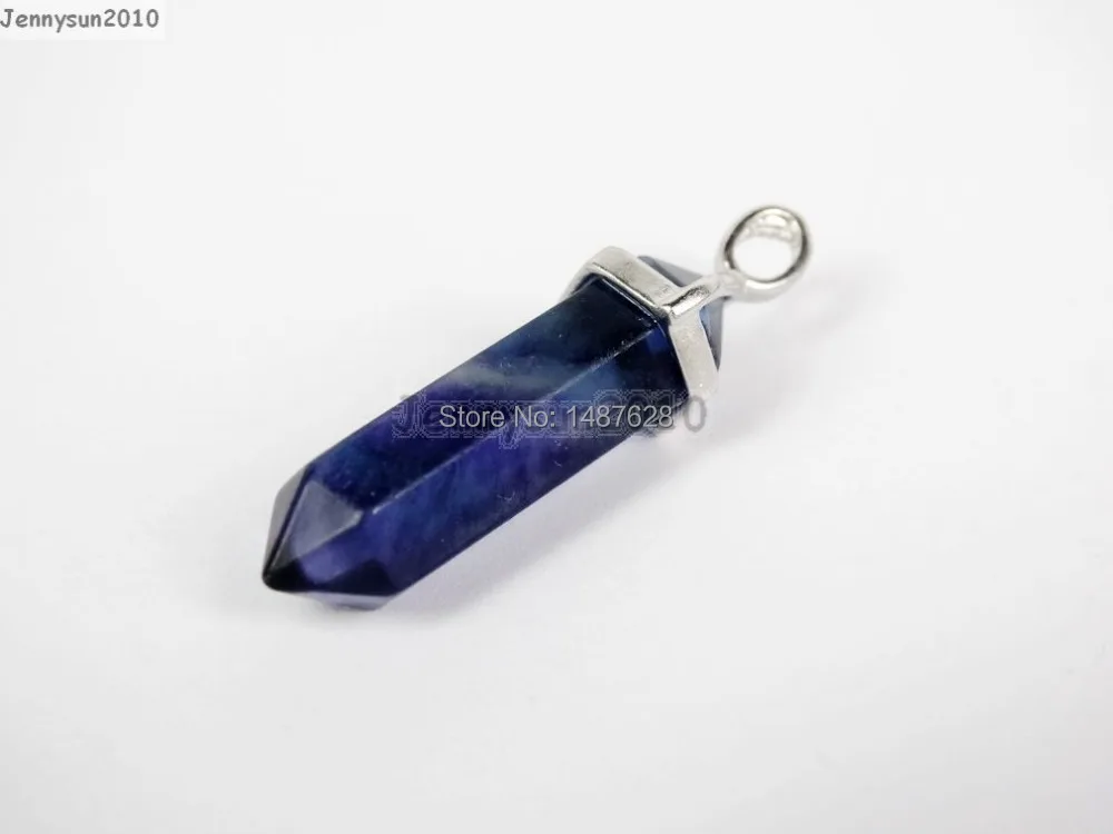 jennysun2010 Natural Clear Crystal Quartz Gemstones Healing Hexagonal Pointed Reiki Chakra Pendants Charms Beads Pack of 2 Pcs Pendants