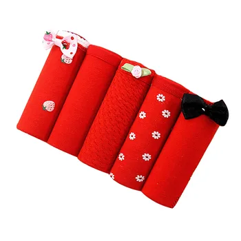 

Red Lucky Women's Underwear New Year Cotton Low Waist Large Size Briefs Shorts Panties Ladies Panty 5pcs/lot Hot