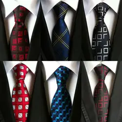 SKng высокое качество проверяет красные, черные 100% шелковый галстук галстуки для Для мужчин новое жаккардовые Классические Галстуки Для