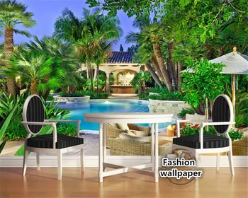 

beibehang wallpaper for walls 3 d High-level seductive wallpaper green fresh 3D stereo landscape TV wall decoration painting