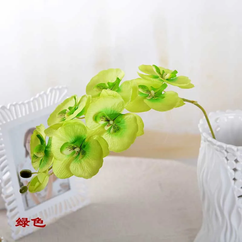 3D искусственная Орхидея, Бабочка, цветы, имитация мотылька, цветок орхидеи для дома, свадьбы, DIY, украшение, настоящее прикосновение, украшения для дома - Цвет: Green