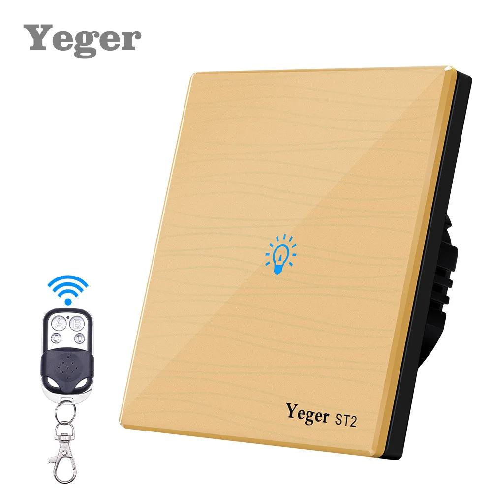 

Yeger EU Standard Smart Wall Switch Remote Control Switch 1 Gang 1 Way Wireless Remote Control Touch Light Switch