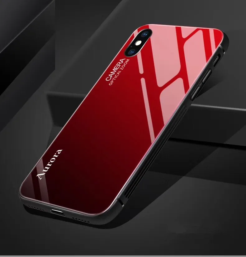 Для iphone X XS MAX XRCase Honor Play Dis Цвет закаленное стекло 9h Аврора градиент противоударный