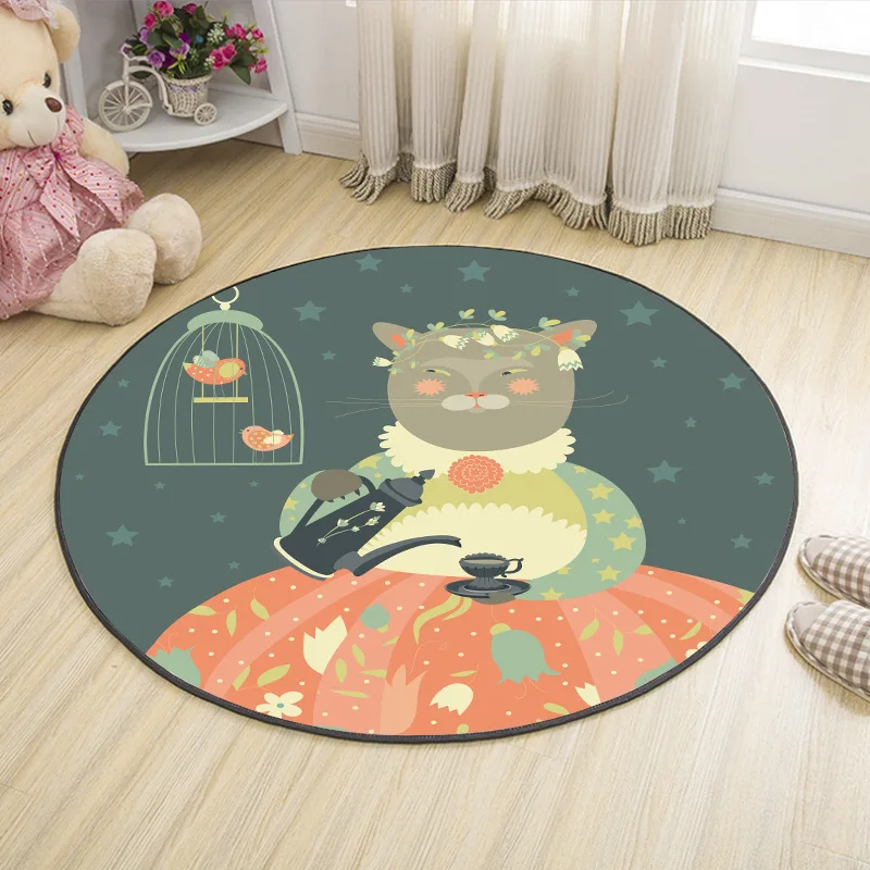 Diameter 60cm 3D круговой коврики для игр Pad дети ползают одеяло ковры игрушечные лошадки Детская комната Декор - Цвет: Diameter 60cm