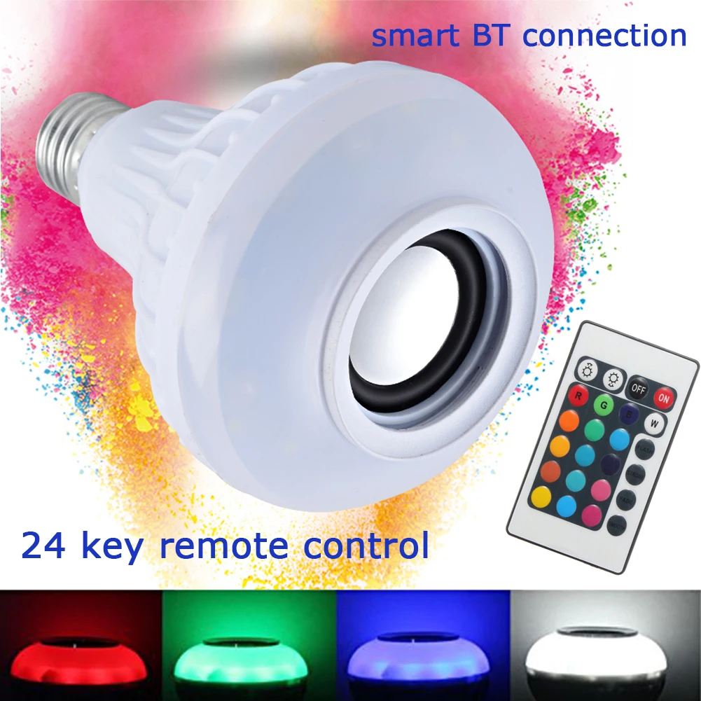 TSLEEN E27 12 Вт RGB светодио дный лампы 85 В-265 В Bluetooth Динамик лампа Музыка Воспроизведение светодио дный лампа RGB Цвет света с 24keys дистанционного