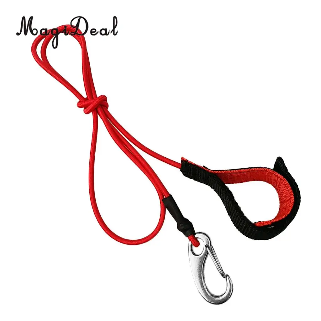 Durable Strong Elastic Kayak SUP Paddle Leash Canoe Boat Fishing Rod Holder Safety Lanyard with Carabiner Clip - Various Colors