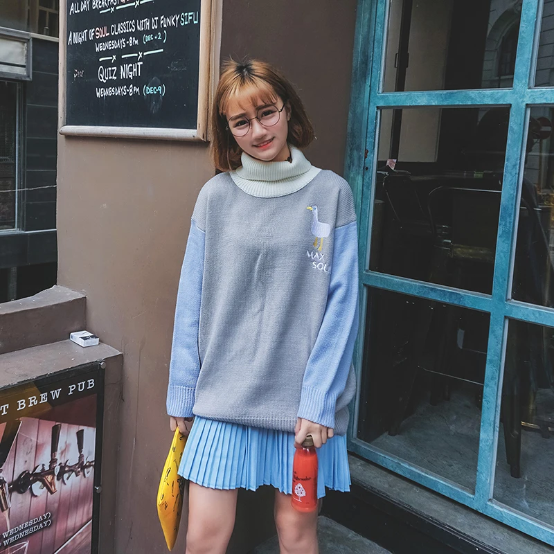 Harajuku 2019 корейский новый зимний свитер женский Рождественский с вышивкой