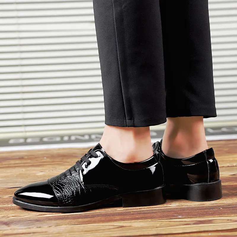 elegant british formal dress leather shoes men fashion snake skin pointed dress office dress footwear brogue oxford shoes men (23)