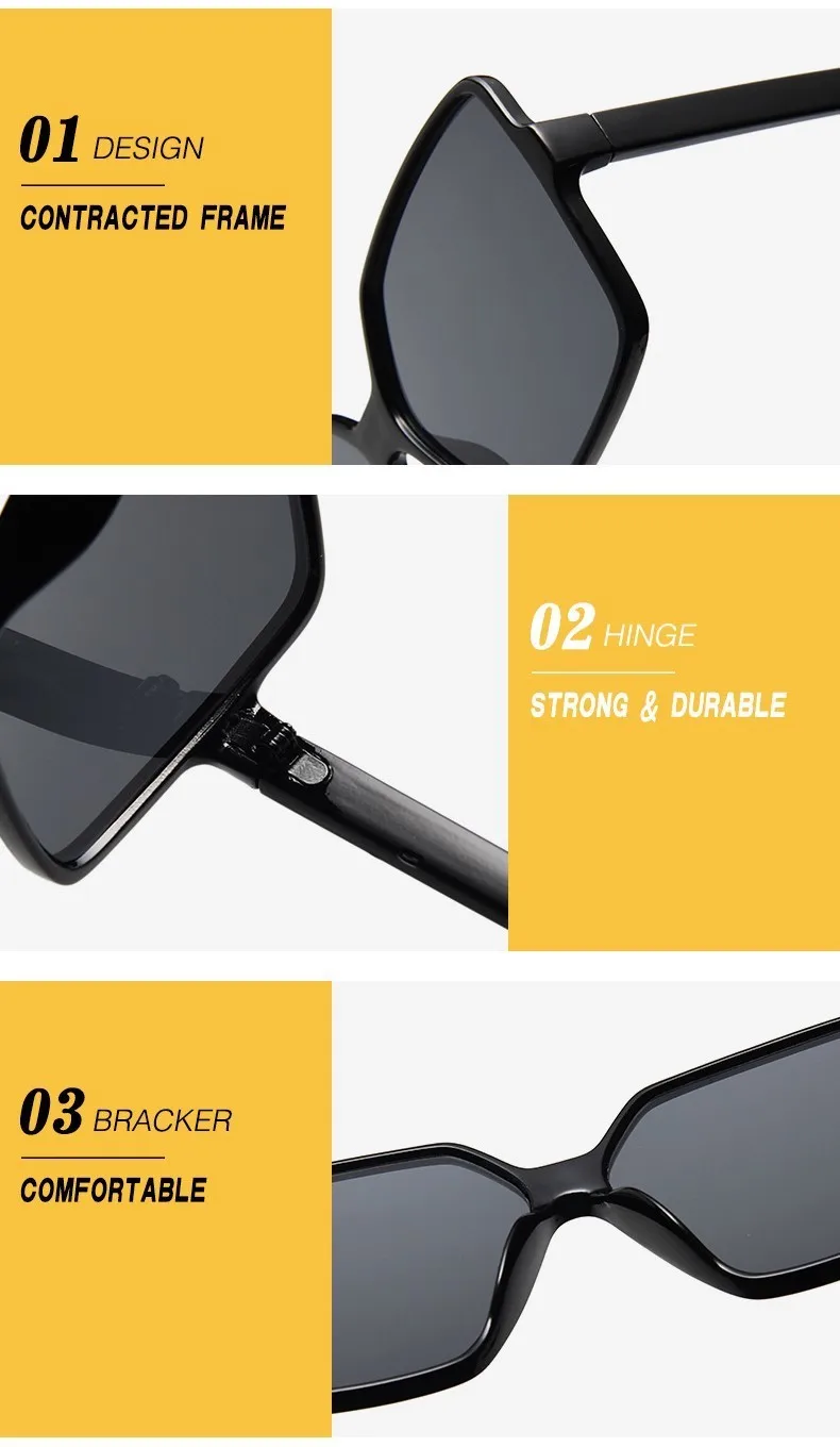 Vintage Oversize Square Sunglasses Women Men Luxury Brand Black Brown Big Frame Sun Glasses Female Shades Coulos