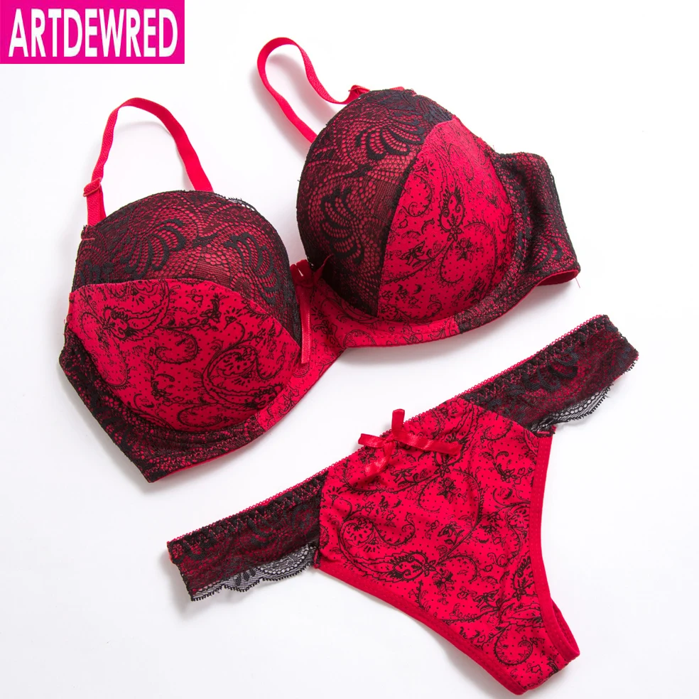 ARTDEWRED Embroidery DE France Large Size Bra Brief Sets Cotton Sexy Women Bra Set Push Up Lace Underwear Big Panty Set 2 ARTDEWRED Embroidery DE France Large Size Bra Brief Sets Cotton Sexy Women Bra Set Push Up Lace Underwear Big Panty Set - Image 2