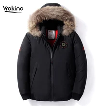 Новое поступление, зимний мужской короткий пуховик, модная Высококачественная белая пуховая куртка с капюшоном, Черная Мужская брендовая одежда