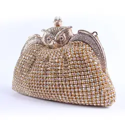 Лидер продаж 2016 года мода ручной сплава Сова вечерняя сумочка; BS010 клатч кристалл кошелек сумочки для вечеринок Винтаж Свадебные сумка