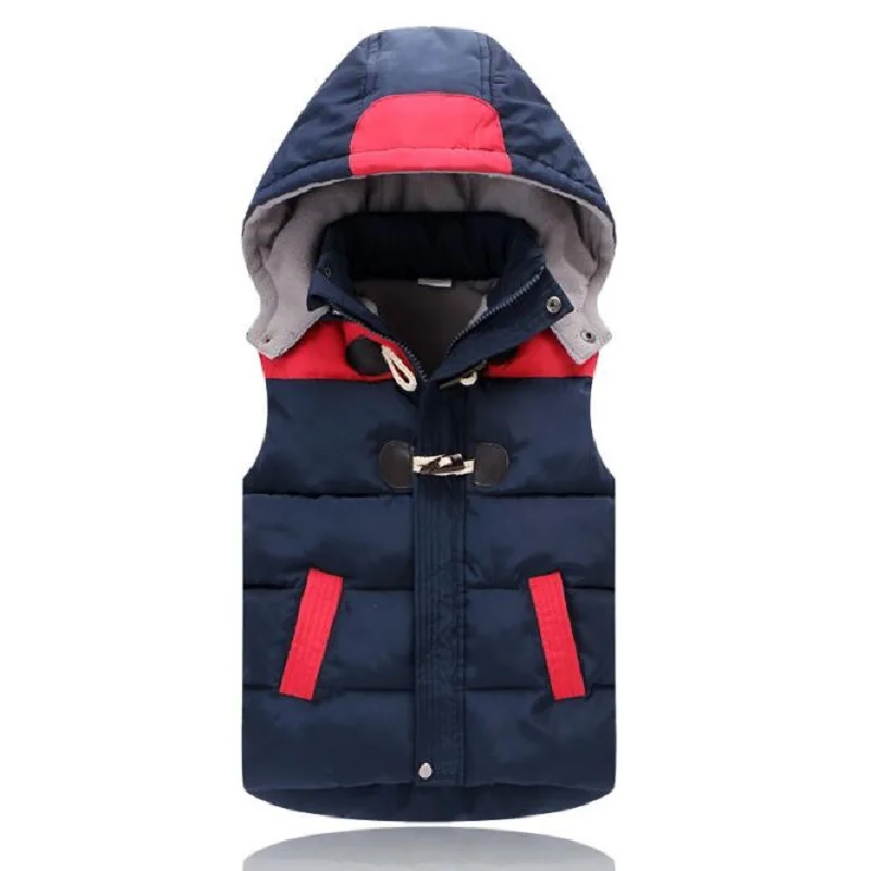 

Retail Boy Girl Outwear Winter Kids Waistcoats Children Vest Warm Cotton Hooded Coat Infant sleeveless Jacket Kid Clothes