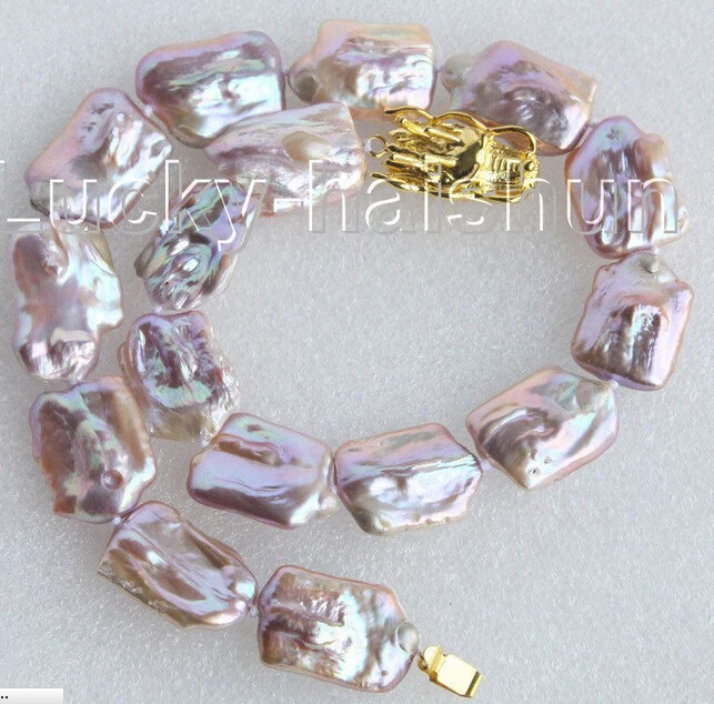 

Hot sale natural 17" 28mm baroque purple Reborn keshi pearls necklace dragon clasp