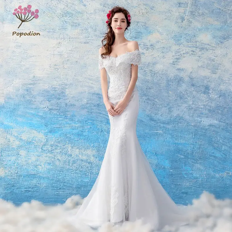

Popodion wedding dress lace mermaid wedding gown woman elegant wedding dresses vestido de noiva WED90401