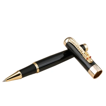 

School Supplies Jinhao 1200 Luxury Black Metal Rollerball Pen with 3D Dragon Clip Christmas Gift Ballpoint Pens for Writing