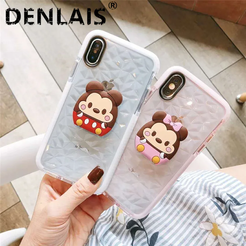 

Cute Transparent 3D Minnie Cat Paw Silicone Grip Stand Holder Phone Case For Samsung Galaxy S7 Edge S8 Plus S9 Plus Note8 Note 9