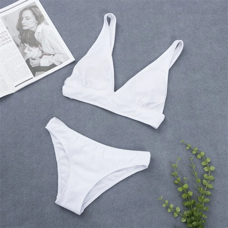 

Two Piece Bikini 2019 Newest Sexy Deep V Neck Bikini Set Female Swimsuit Swimming Suit Summer Brazilain Beachwear Bathing Suit