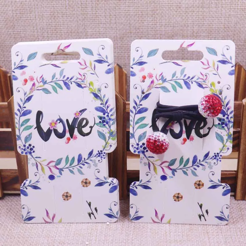 

100pcs white /brown color new diy for the flower and love style hair rope decorations Fashion jewelry package card
