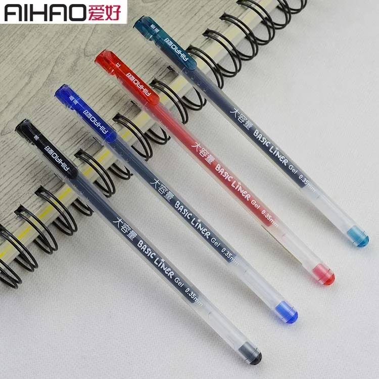 AIHAO Brand Transparent Plastic 0.35mm Permanent Ink Gel Pen Neutral