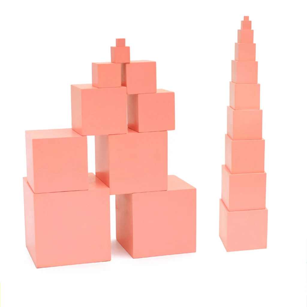 

Baby wooden square Building Blocks Wooden Pink Square Montessori Educational Toys Intelligence Material Model Building For Kids