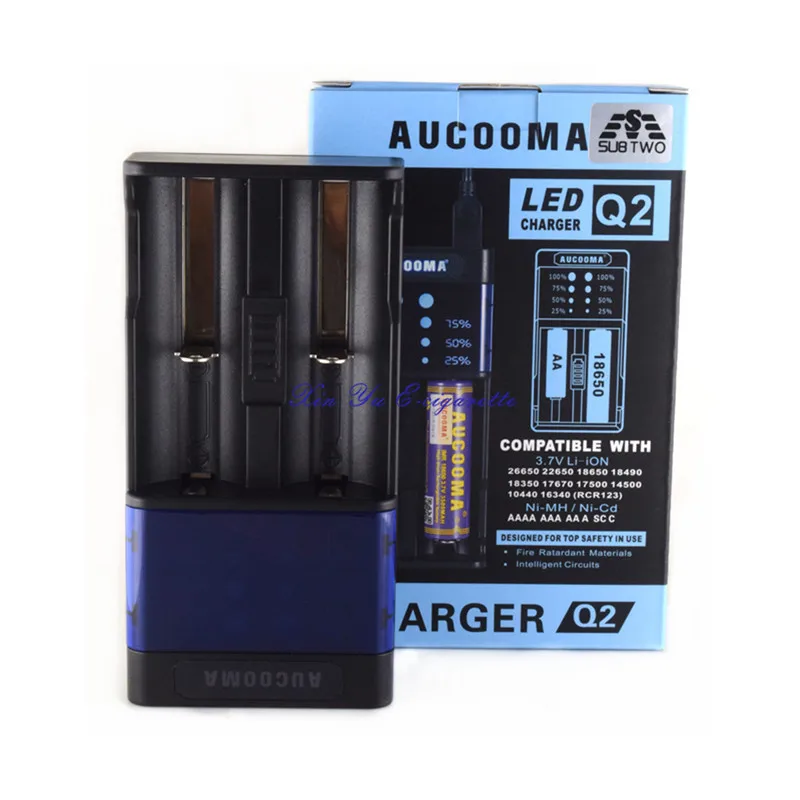 Зарядное устройство USB AUCOOMA Q4 Q2LCD интеллектуальное для AA/AAA Ni MH Cd 18650 22650 26650