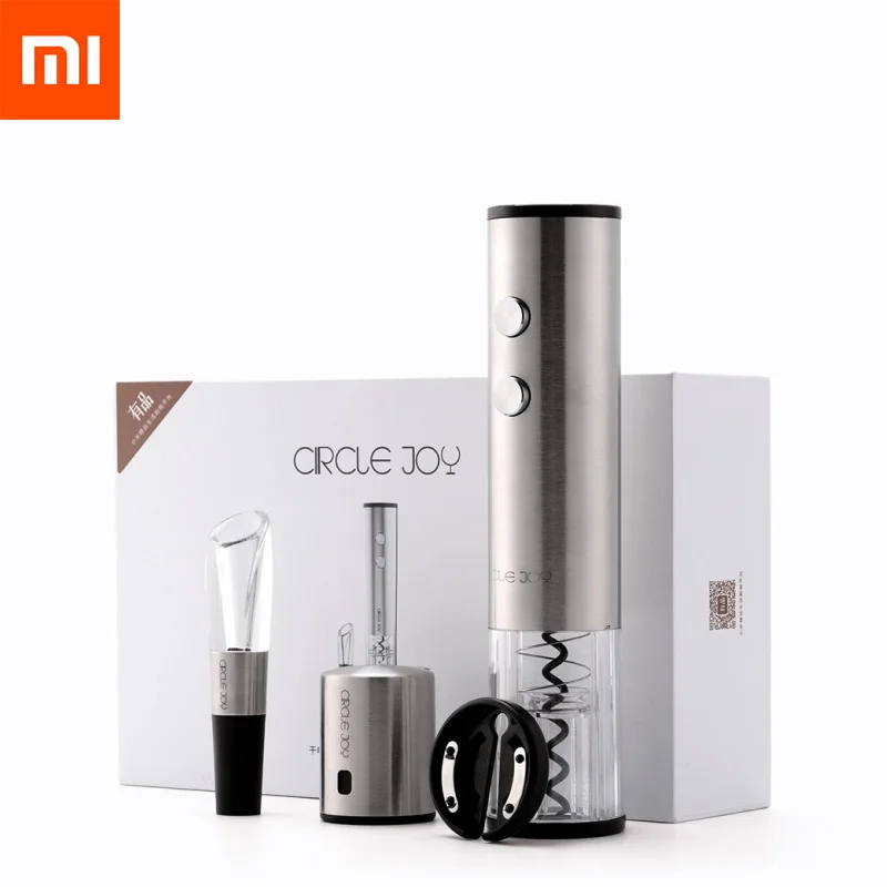 

Xiaomi Mijia Circle Joy Electric Bottle Opener Stainless Steel Electric Corkscrew Foil Cutter Base Cork 4 In 1 Gift Box