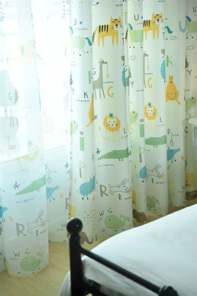 Детские занавески с принтом животных из мультфильмов для детской комнаты, занавески для мальчиков и девочек, детские полузатемняющие шторы wp213#4