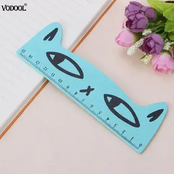 

15cm Cute Cartoon Cat Wood Parallel Straight Ruler Painting Stationery Papelar Cartoon Cat Head School Students Learning Tool