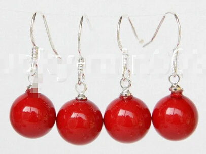 

2 piece set 10mm red south sea shell pearls Earrings Lovely Fine Nobility Lady's Women's Earrings