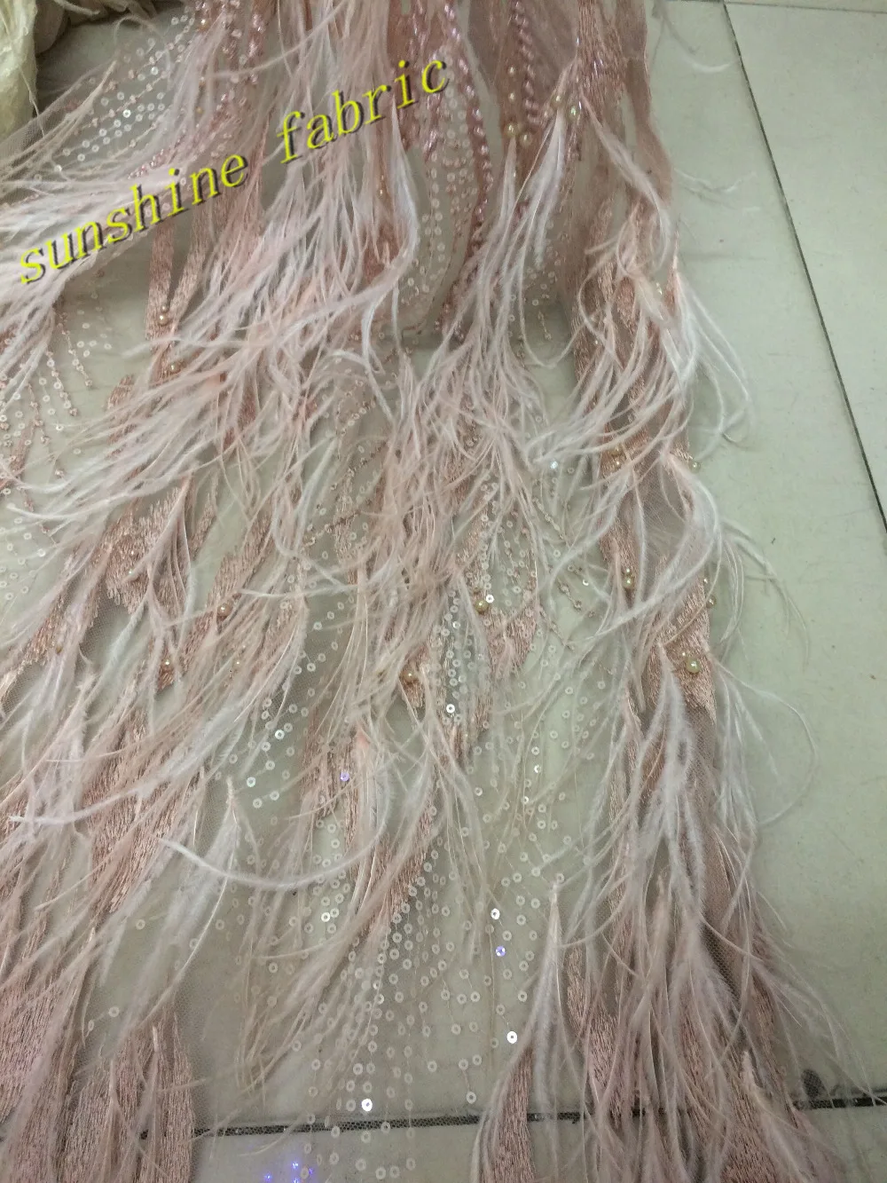 

pink nigeria lace sequins and beaded africa mesh cord fabric Latest design