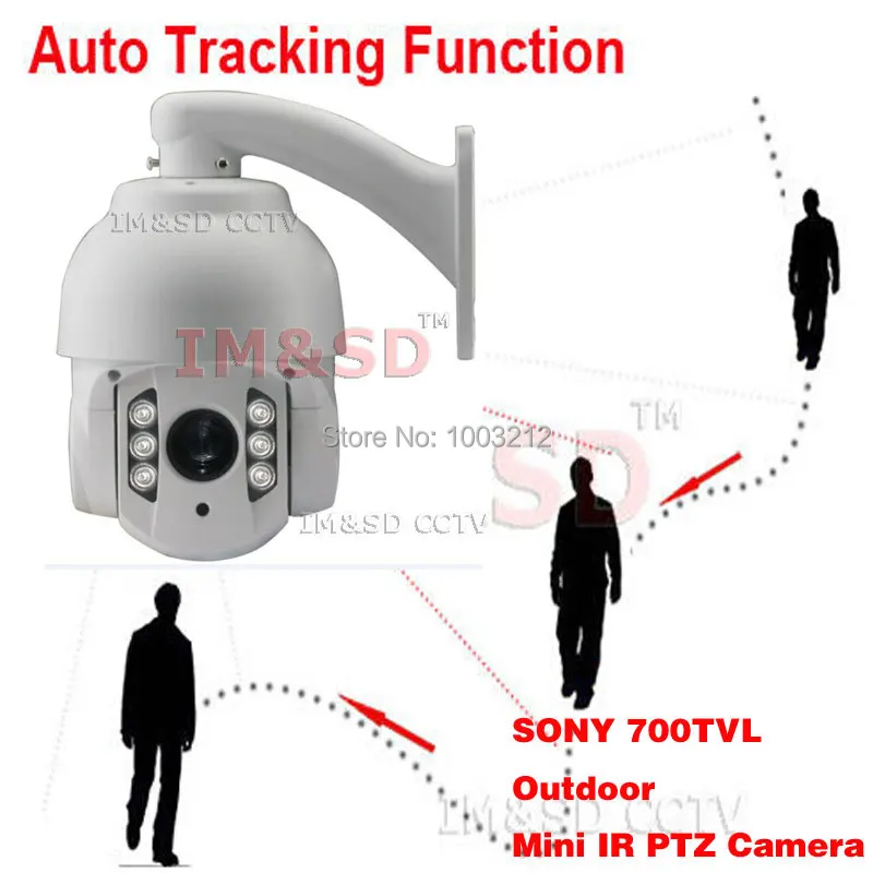 

1/3 SONY CCD 700TVL Outdoor 6pcs IR Mini 10X ZOOM PTZ Camera with Auto Tracking Function