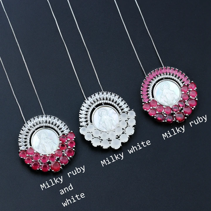 Ожерелье с кулоном Virgin Mary AAA кубические циркония с белым покрытием Жемчужное ожерелье для модных женщин ювелирные изделия