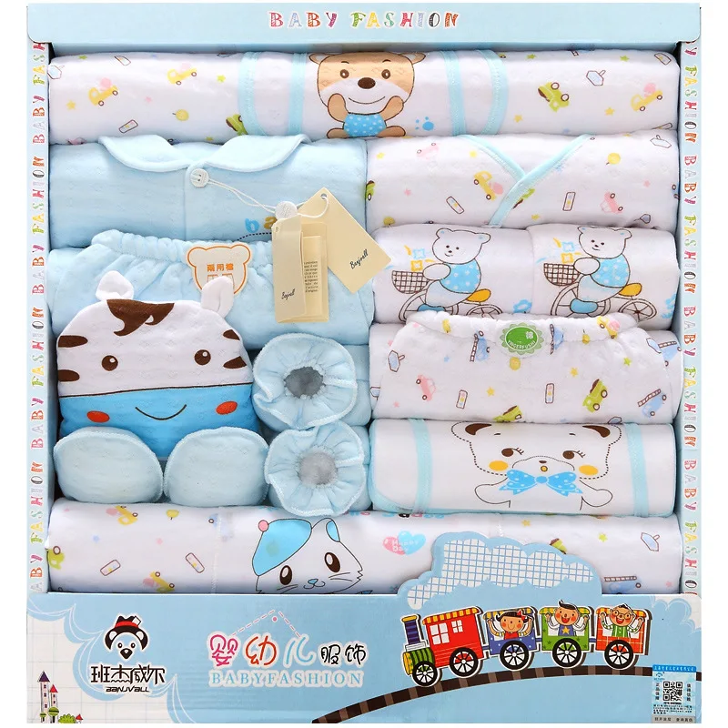 18 PCS 2019 Newborn Thick Baby Girl Clothes Winter Cartoon World Gift Box Set Thick Cotton Baby Boy Clothes without Giftbox