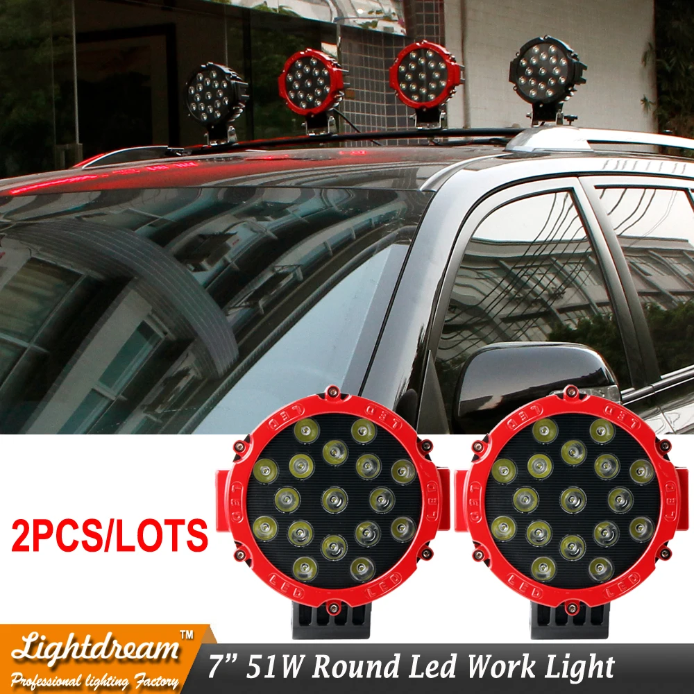 Пара 7 дюйм 51w 17Leds 12В 24В светодиодные фары бампер фары для 4 x 4 Внедорожник 4WD грузовик ATV внедорожник Трактор лодка лодка отлично освещает Пара 7 дюйм 51w 17Leds 12В 24В светодиодные фары бампер фары для 4 x 4 Внедорожник 4WD грузовик ATV внедорожник Трактор лодка лодка отлично освещает