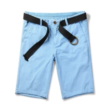 Летние Новые однотонные мужские шорты из хлопка облегающие по колено повседневные рабочие высококачественные модные шорты