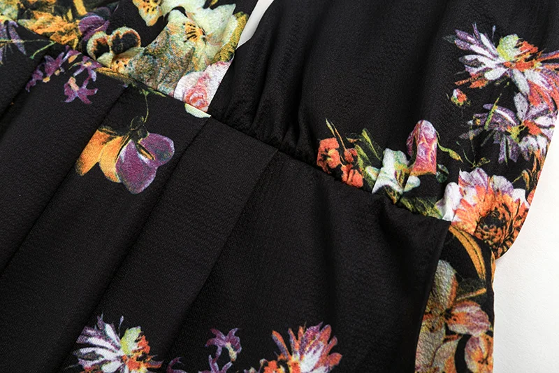 Summer Floral Print Boho Maxi Dress Women Deep V-Neck Sleeveless Spaghetti Strap Split Backless Chiffon Long Dresses (11)