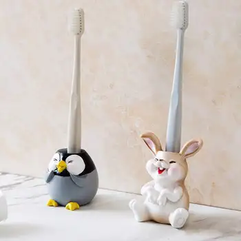 

Toothbrush Holder fro Kids Sitting Holder Cartoon Animal Shape Toothbrush Holder Desktop Resin Toothbrush Organizing Holder Pro