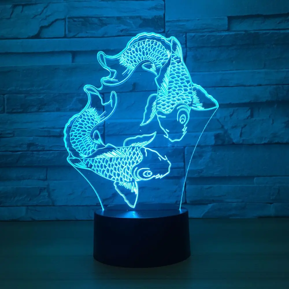 

Lighting Fish 3d Night Light Creative Seven Color Touch Usb Led 3d Light Fixtures Lovely 7 color change 3D Lamp