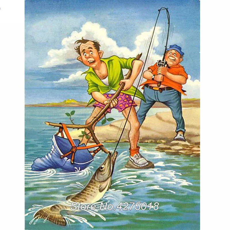 

5D Diamond Embroidery fishing Diy Diamond Painting Cross Stitch Diamond Mosaic Square Rhinestones Needlework CX371