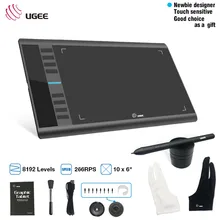 UGEE M708 цифровой графический планшет 10x6 дюймов графический планшет для рисования 8192 без давления стилус с перчаткой