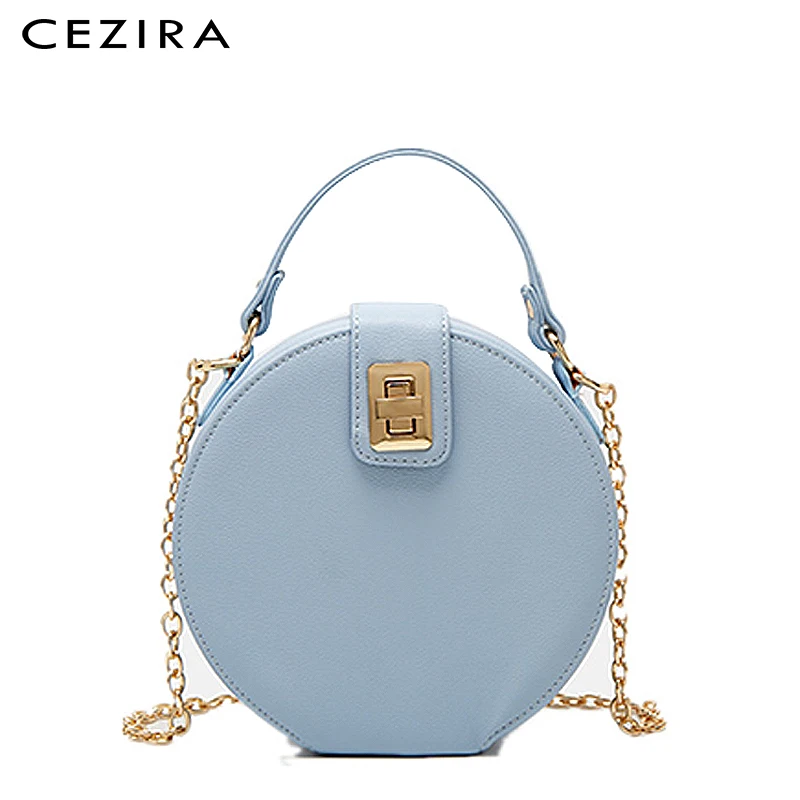 

CEZIRA Fashion Vegan Leather Women Shoulder Bag Luxury Snake Pattern Round Handbags Ladies Metal Lock Flap Bags Chain Messenger