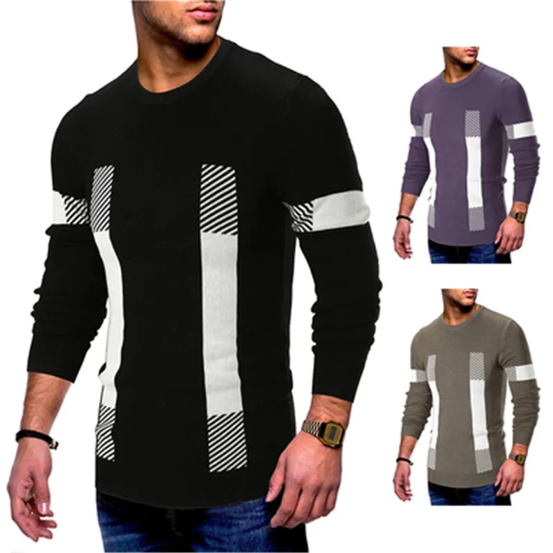 Свитер Для мужчин бренд 2018 Новое поступление Повседневный пуловер Для мужчин осень О-образным вырезом лоскутное Качество Вязаный мужской
