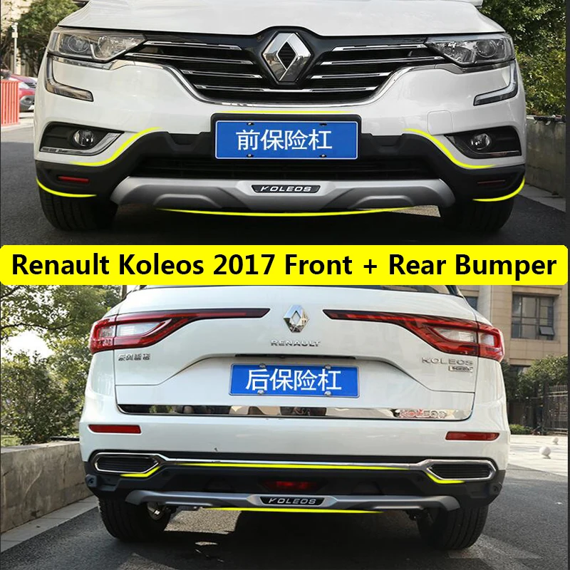 

Fit For Renault Koleos 2017 2018 Front + Rear Bumper Diffuser Bumpers Lip Protector Guard skid plate ABS 2PCS