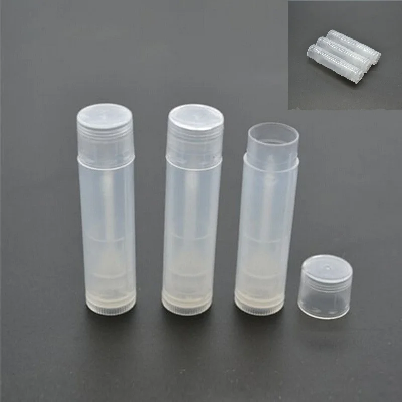 

5Pcs Clear Empty LIP BALM Tubes Containers Transparent Lipstick + Caps