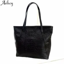 Aelicy большой Ёмкость Для женщин крокодил сумка Винтаж большие сумки для дамы Сумки женский, черный Сумка кожаная