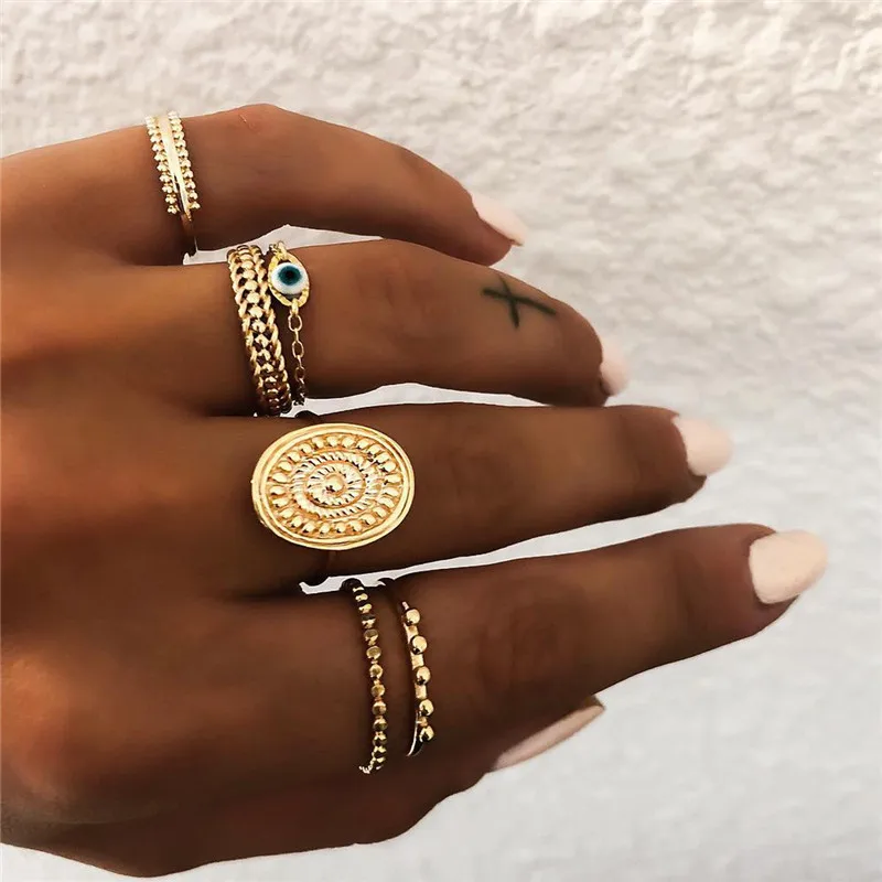 

Modyle Fashion Gold Color Knuckle Rings Set For Women Vintage Midi Finger Charm Rings Party Jewelry New Drop Shipping